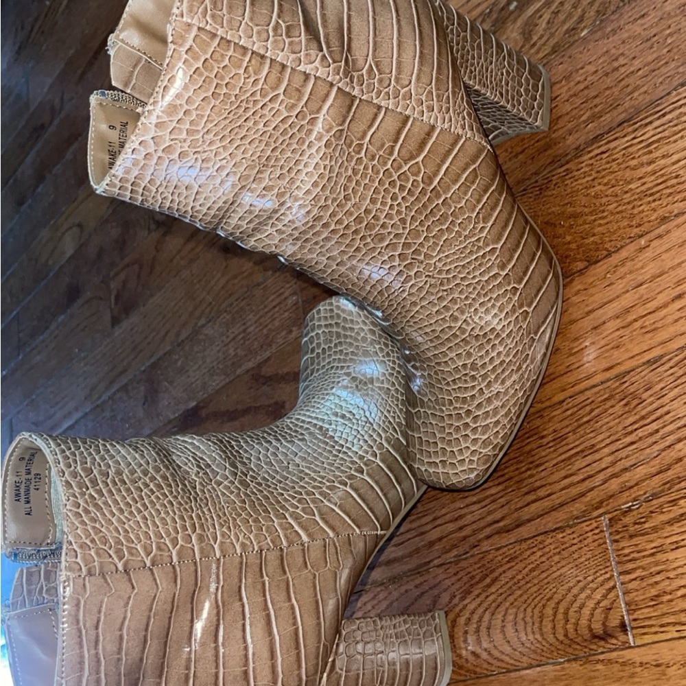 Crocodile Embossed Ankle Boots